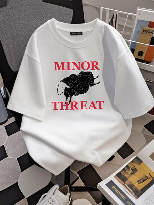 Minor Threat Black Sheep Out Of Step White T-Shirt Comfortable Graphic Unisex Streetwear Fashion Slightly Designer Clothes Top For Everyday Wear_viptrois.com