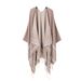 Unisex Fashionable simple double-sided tassel knitted shawl women's air-conditioned room warm and comfortable blanket split cape men's_viptrois.com