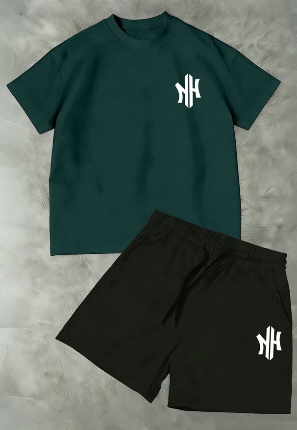 Men's Clothing New Summer Men's Korean Style Instagram Inspired NY Logo Print Suit: Crew Neck Short Sleeved T Shirt + Shorts_viptrois.com
