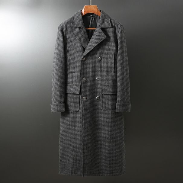 Men's Clothing Men's trench coat long style over the knee autumn and winter slim Korean style trendy woolen coat youth woolen coat men_viptrois.com