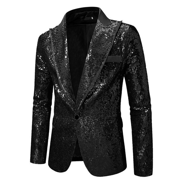 Loom 2025 Cross-Border European And American Men's Sequin Disco Suit Host Blazer Jacket Banquet Performance Formal Wear_viptrois.com