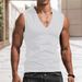 European Size Men's Solid Color V-Neck Vest Casual Breathable Sleeveless T-Shirt Gilet_viptrois.com