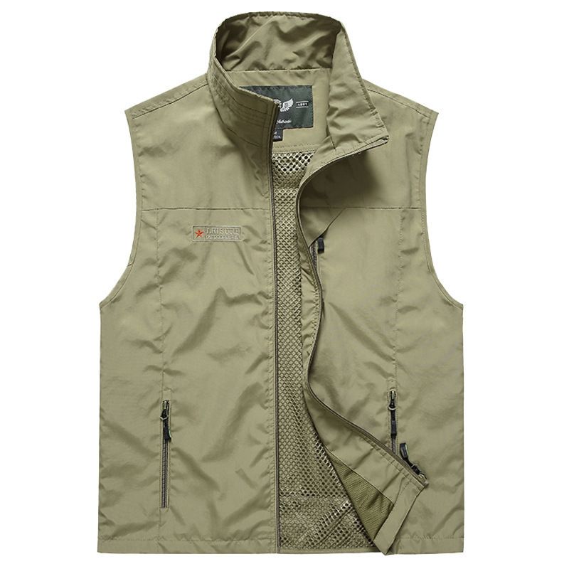 Men's Lightweight Outdoor Vest – Multi-Pocket Fishing & Photography Utility Vest For Hiking, Casual Wear (Army Green, Khaki, Dark Blue)_viptrois.com
