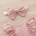 Kids' Clothing Round Neck Ruffle Tights And Bow Floral Pants_viptrois.com