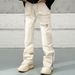 Men's Clothing Pants Niche Design Slightly Flared Lumberjack Functional Pocket Zipper Jeans_viptrois.com