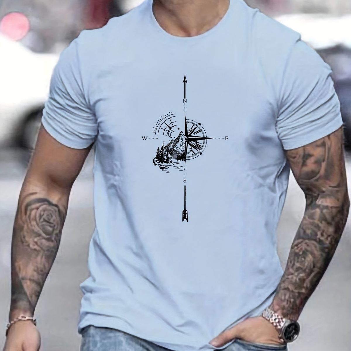 Men's Fashion Short-sleeved T-shirts Summer Slim-fit Pure Cotton Printed T-shirts Trendy Casual Versatile Tops_viptrois.com