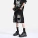 "Men's Vintage Distressed Denim Shorts – Retro High-Waisted Loose Fit (Streetwear, 5-Pocket Design, Breathable Cotton, Urban Casual Style)"_viptrois.com