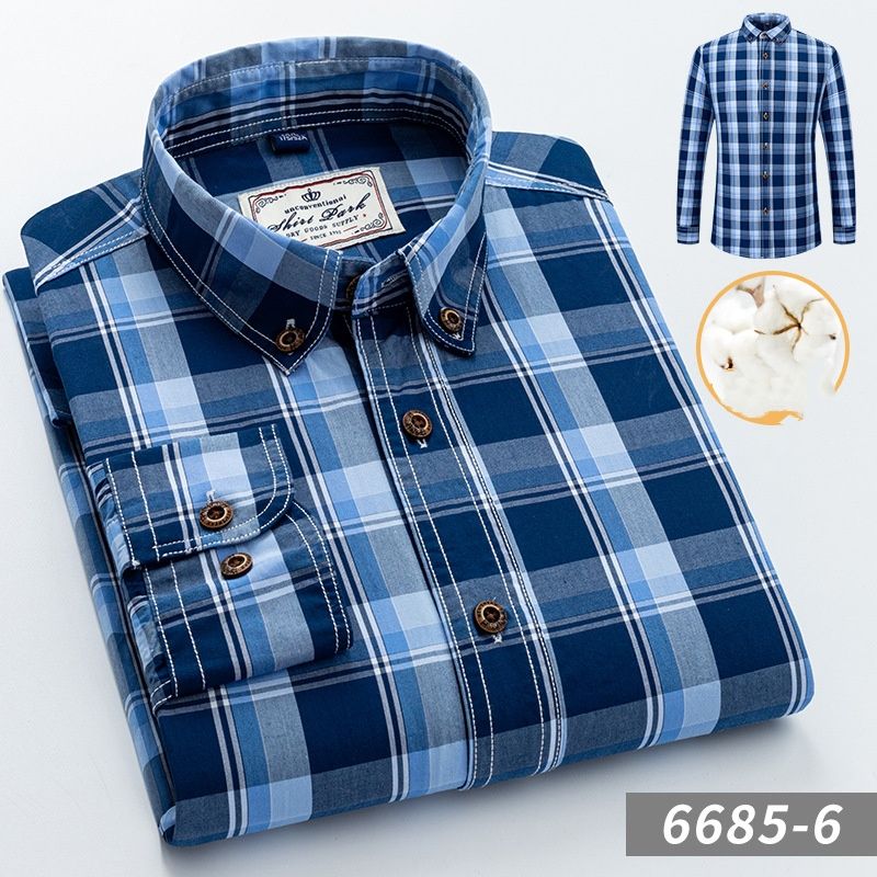 Men's Classic Check Long Sleeve Shirt – 100% Cotton Comfort Slim Fit Casual Shirt With Wrinkle-Resistant Wash_viptrois.com