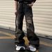 Men's Clothing High Street Heavy Old Dirty Hip Hop Ripped Jeans Wide Leg Straight Floor Length Pants Trendy Brand Ins Men_viptrois.com