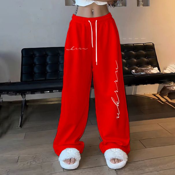 Kid's Clothing Hip Hop Simple Print Hiphop Street Dance High Waist Trousers Women's Casual Jazz Loose Drawstring Trousers_viptrois.com