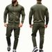 Men's 2-Piece Casual Sportswear Set With Contrast Zipper Stand Collar Jacket & Long Pants_viptrois.com