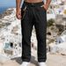 BUZT Men's Linen Relaxed Fit Pants – Breathable Straight Leg (S-XXXL, Wrinkle-Resistant, Casual & Travel Ready)_viptrois.com