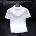 Men's Clothing New Men's Short Sleeved Polo Shirt Casual Half Sleeved Slim Fit Business Lapel Simple Solid Color Tops_viptrois.com