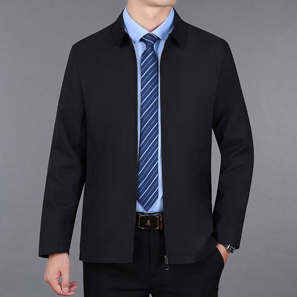 Men’s Lightweight Casual Jacket – Wrinkle-Resistant Stand Collar Zipper Coat For Business & Leisure (Dark Grey/Khaki/Black/Navy, Sizes M-5XL)_viptrois.com