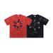 American Street Style Spray-painted Pure Cotton Vintage Print Men's Loose Casual Short-sleeve Shirt_viptrois.com