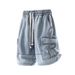 Summer Men's Five Point Denim Shorts Workwear Style Versatile Casual Elastic Waistband_viptrois.com