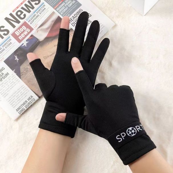 Autumn Winter Two-Finger Fleece-Lined Practical Gloves For Nucleic Acid Collection, Outdoor Cycling, Student Writing,_viptrois.com
