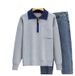 Men's Clothing Contrast Color Polo Collar Sweater Autumn And Winter Men's Half Zip Knit Sweater Loose Bf Trend Handsome Casual Tops_viptrois.com
