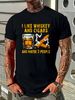 I Like Whiskey And Cigars And Maybe 3 People Vintage Quote Gift T-Shirt Slightly Fashion Graphic Stretched Comfortable Breathable Casual Unisex_viptrois.com