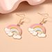 Japanese And Korean Cross Border Small Fragrance Style Sweet Style Pink Cute U Shaped Rainbow Cloud Style Alloy Oil Drop Earrings Simple Female_viptrois.com