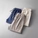 Men's Clothing Linen Cotton Casual Trousers Loose Linen Trousers Large Size Elastic Waist Straight Casual Pants_viptrois.com