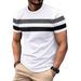 Men's Slim-Fit Color Block T-Shirt - Summer Short Sleeve Round Neck Casual Tee (White, Light Gray, Dark Gray, Black, Burgundy, Orange)_viptrois.com