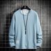 Men's Embroidered Cotton Long Sleeve T-Shirt – Minimalist Crewneck Tee (M-3XL, White/Grey/Black/Blue)_viptrois.com