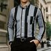 Men's Slim-Fit Striped Long Sleeve Shirt – Wrinkle-Resistant Business Casual With Chest Pocket (M-5XL)_viptrois.com