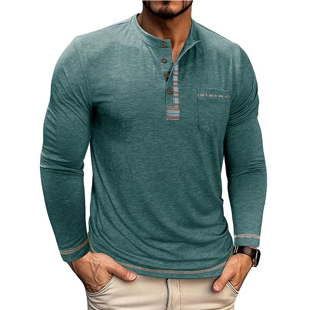 Men's Long Sleeve Button Pocket Shirt – Relaxed Fit Casual Top, Plus Size Friendly, Warm & Stylish Base Layer_viptrois.com