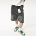 Men's Clothing Summer Ink Splashed Design Loose Wide Leg Black And Gray Jeans_viptrois.com