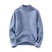 Men's Winter Thermal Fleece Knit Sweater - Semi-Turtle Neck Warm Base Layer, Solid Color Casual Pullover For Cold Weather_viptrois.com