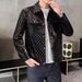 Men's Clothing Autumn And Winter Full Print B Letter Lapel Pu Short Jacket Leather Jacket Men's Coat_viptrois.com