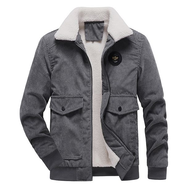 Men's Clothing Corduroy Jacket With Fleece Lining, Thickened Slim Fit Coat For Casual Outdoors, Available In Grey, Black & Camel (Sizes M-8XL)_viptrois.com
