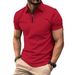 Men's Clothing New Simple Short Sleeved Polo 3D Printing Solid Color Casual Zipper Polo Shirt_viptrois.com