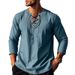 2024 Spring And Autumn New Loose Pullover Ethnic Style Casual Long Sleeve Shirt Cotton Linen Stand Collar Men_viptrois.com