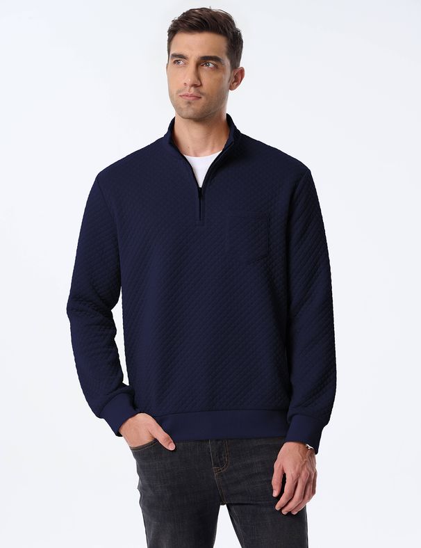 Men's Slim-Fit Zip-Up Sweatshirt - Minimalist Stand Collar Pullover With Hidden Pockets_viptrois.com