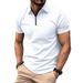 Men's Clothing New Simple Short Sleeved Polo 3D Printing Solid Color Casual Zipper Polo Shirt_viptrois.com