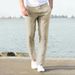 Men's Summer Casual Pants Lightweight Breathable Straight Leg Drawstring Waist Solid Color For Daily Wear_viptrois.com