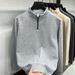 "Men's Half-Zip Sweatshirt - Stand Collar Pullover, Loose Fit Casual Long Sleeve Top In Black, Gray & More"_viptrois.com