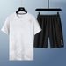 Summer Men's Casual Sports Fitness Morning Running Set, Short Sleeved Shorts Set_viptrois.com