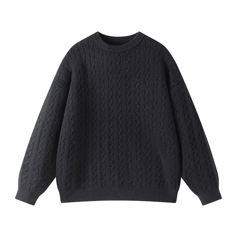 Men's Japanese-Inspired Cable Knit Sweater – Crew Neck Pullover For Casual & Layered Outfits_viptrois.com