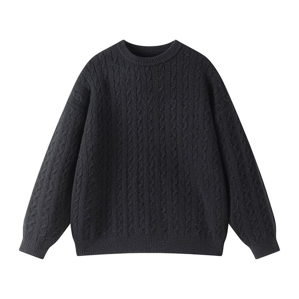 Men's Japanese-Inspired Cable Knit Sweater – Crew Neck Pullover For Casual & Layered Outfits_viptrois.com