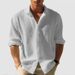 Men's Solid Color Small Waffle Long Sleeve Autumn Single Breasted Fashion Casual Shirt Streetwear Cardigan_viptrois.com