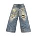 Men's Clothing Ripped Jeans Youth Retro Trend Loose Straight Long Pants_viptrois.com