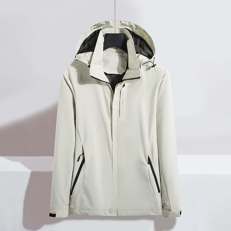 Men's Clothing Spring Jacket New Style Casual Hooded Sports Jacket Couple Outdoor Jacket Spring And Autumn Large Size Solid Color Men's Windproof_viptrois.com