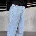 Men's Clothing New Y2K Hip Hop Skateboard Loose PoKAIFU Cartoon Embroidery Casual Denim Jeans_viptrois.com