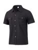 Men's Clothing Waffle Short Sleeved Casual Solid Color Lapel Button Pocket Versatile Shirt_viptrois.com