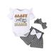 3pcs/set Babies' Clothes Baby Summer Short-sleeved Shorts Suit Baby Girl Giraffe Alphabet Triangle Romper Bow Zebra Print Shorts_viptrois.com