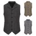 Men's Herringbone Single-breasted Vest Men's Suit Vest_viptrois.com