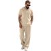 Men's Grey Textured Casual Suit New Style Versatile Breathable Hooded Top And Pants Set For Resort_viptrois.com
